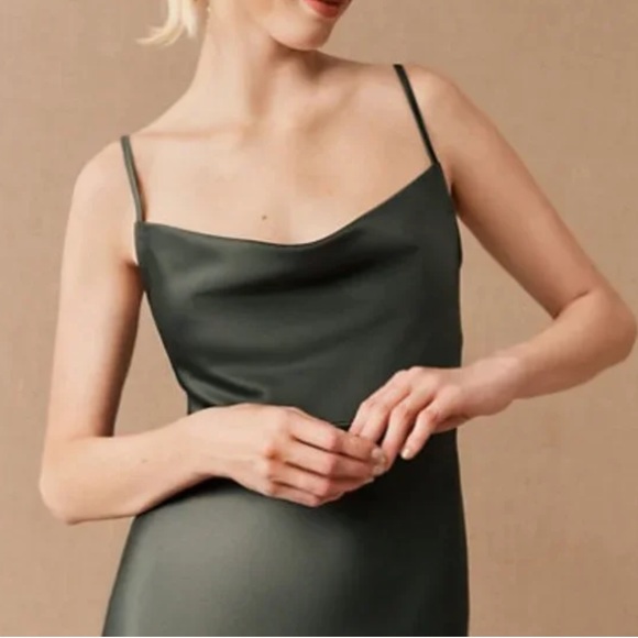 BHLDN Cali Satin Dress in Forrest - Picture 2 of 7